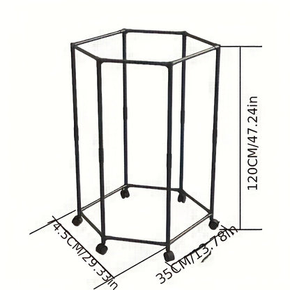 Hexagonal Rotary Clothes Rack, Self-Standing Vertical Clothing Hanging Rack, Suitable for Laundry And Household Storage Space Saving (Black/White), Easy Storage Device, Durable Structure, High-Quality Materials, Small Apartment Living, Convenient