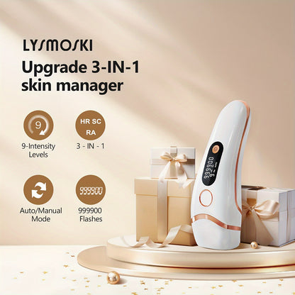 IPL Hair Removal Device for Women & Men, 999,000 Flashes Permanent Hair Remover with 3 Functions (HR/SC/RA), 9 Energy Levels, 2 Light Modes, Full Body Use – Face, Legs, Bikini, Underarms