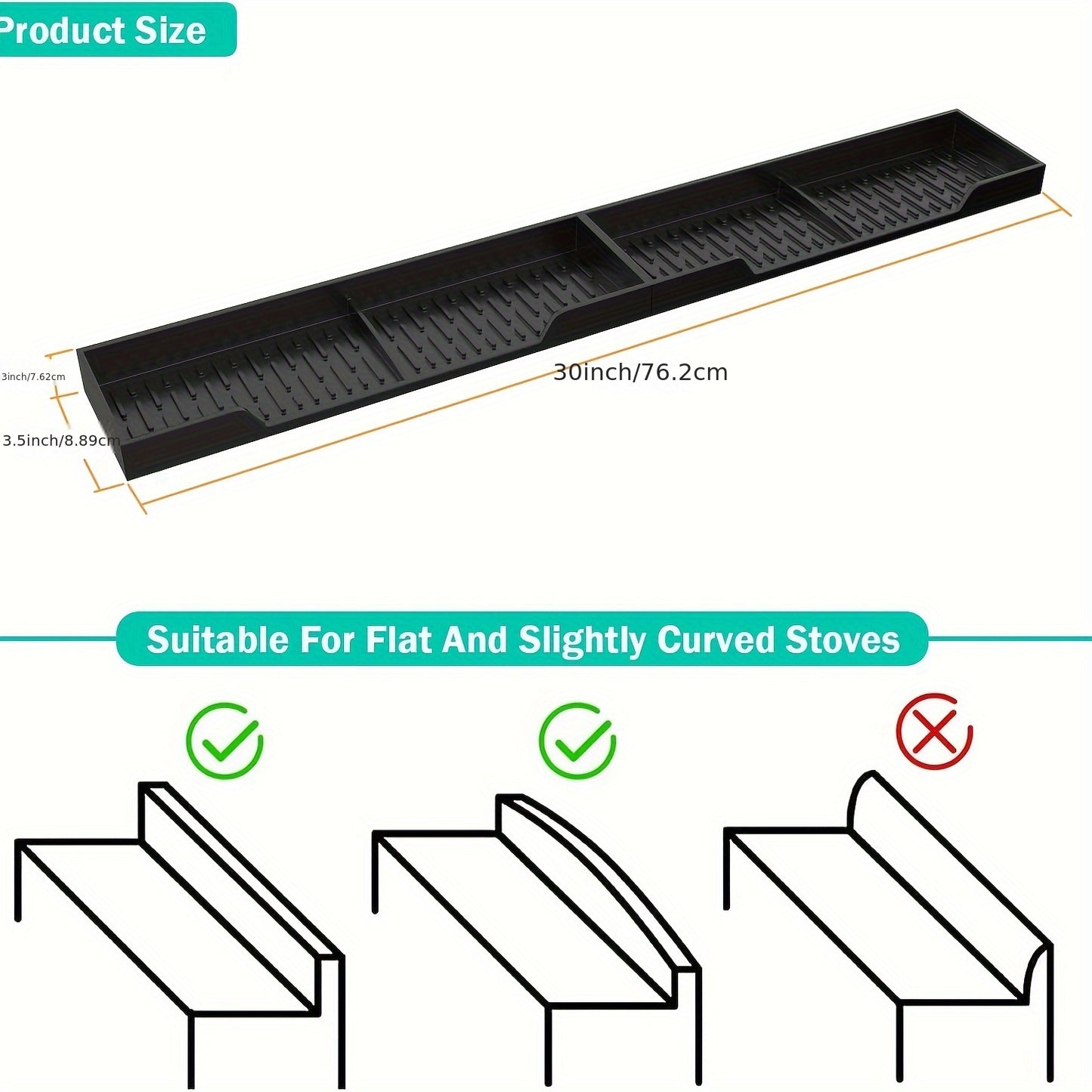 30-Inch Silicone Stove Organizer Rack Equipped with Strong Suction Cups, Heat-Resistant And Safe for Dishwashers, Suitable for Restaurants And Home Kitchens.