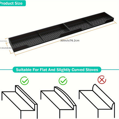 30-Inch Silicone Stove Organizer Rack Equipped with Strong Suction Cups, Heat-Resistant And Safe for Dishwashers, Suitable for Restaurants And Home Kitchens.