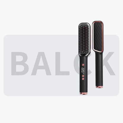 [US Standard]Hair Straightening Brush, 30-60 Seconds Fast Heating & 3 Temperature Adjustable, Wide-spaced Teeth& Smooth Glide Teeth, Tangle-free, Anti-winding, Anti-Damage Styling Tool/Holiday Gift/Birthday Gift The Perfect Mother's Day Gift