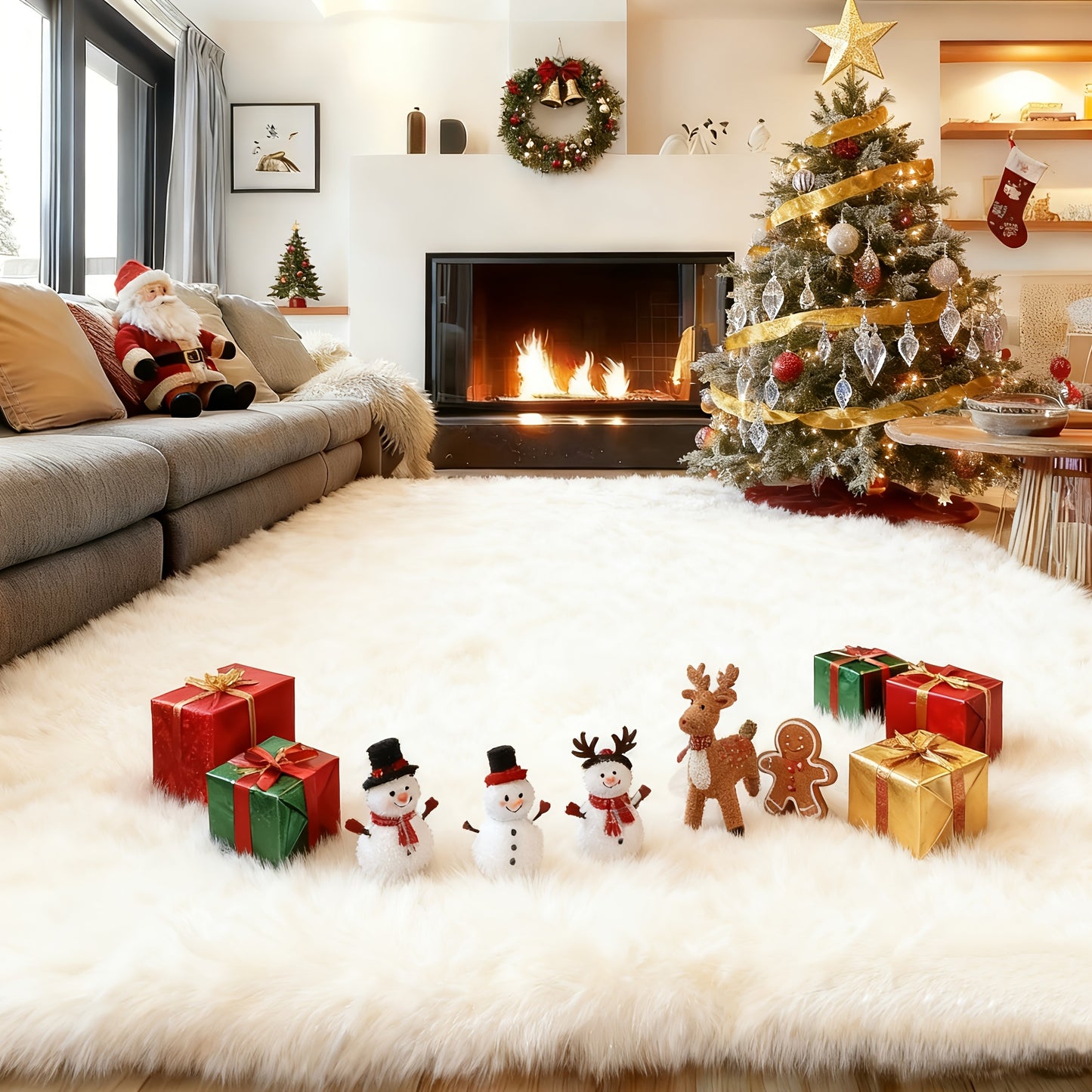 An 8X10 Feet Luxurious Large Rug Designed for The Living Room, Featuring a Fuzzy Plush Texture, This Fluffy Modern Shag Carpet Is Non-Slip And Soft, Perfect for Bedrooms, Study Rooms, Teen Dorms, And As a Home Decor Item Or Christmas Gift
