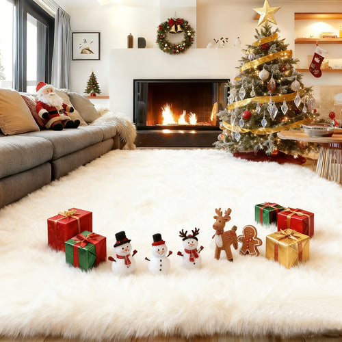 An 8X10 Feet Luxurious Large Rug Designed for The Living Room, Featuring a Fuzzy Plush Texture, This Fluffy Modern Shag Carpet Is Non-Slip And Soft, Perfect for Bedrooms, Study Rooms, Teen Dorms, And As a Home Decor Item Or Christmas Gift