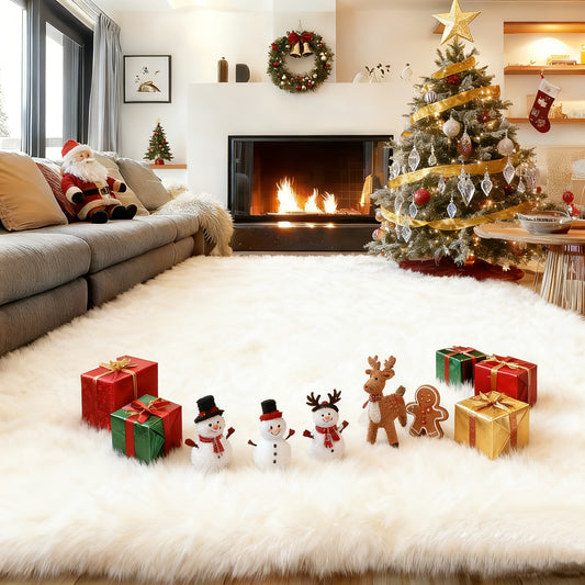 Fluffy Shag Area Rug 8x10 Feet – Ultra Soft Plush Non-Slip Large Living Room Rug, Fuzzy Bedroom Carpet for Teen Dorm, Study Room & Home Decor – Multiple Colors