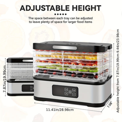5-Tray Food Dehydrator Machine with Digital Thermostat & Timer, Stainless Suitable for Jerky, Fruits, Herbs, Veggies, Yogurt, Pet Treats - Trays, Energy-Saving, Ultra-Quiet for Home Kitchen, RV, Camping, Raw Diet, Gifts