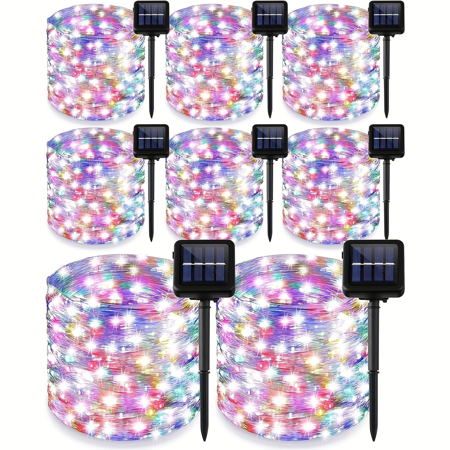 2/4/8 Pack Solar Fairy Lights, 330 LED Outdoor Solar Christmas Lights, 8 Modes Wire Solar Twinkle String Lights for Christmas Tree Wedding Party Garden Patio