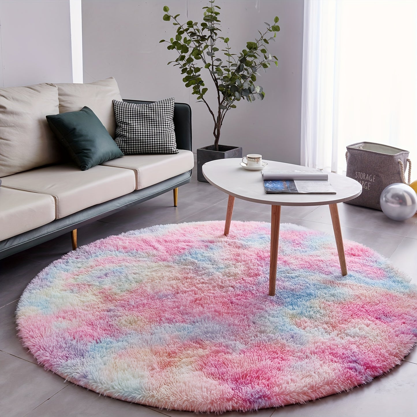 A Cozy Round Shaggy Rug Is Perfect for The Bedroom, While a Soft And Fluffy Round Carpet Is Suitable for The Living Room. It'S Easy to Clean, Comfortable, And Plush Rugs Are Ideal for Home And Room Decor