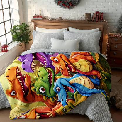A Versatile And Warm Throw Blanket Featuring a Soft, Lightweight Cartoon Dinosaur Design, Perfect for Use in Any Season on Your Couch, Bed, at The Office, Or While Traveling, Making It an Ideal Gift.