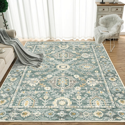 Area Rug Boho Vintage Washable Non-Slip Rug for Living Room Bedroom Traditional Woven Carpet Home Decor
