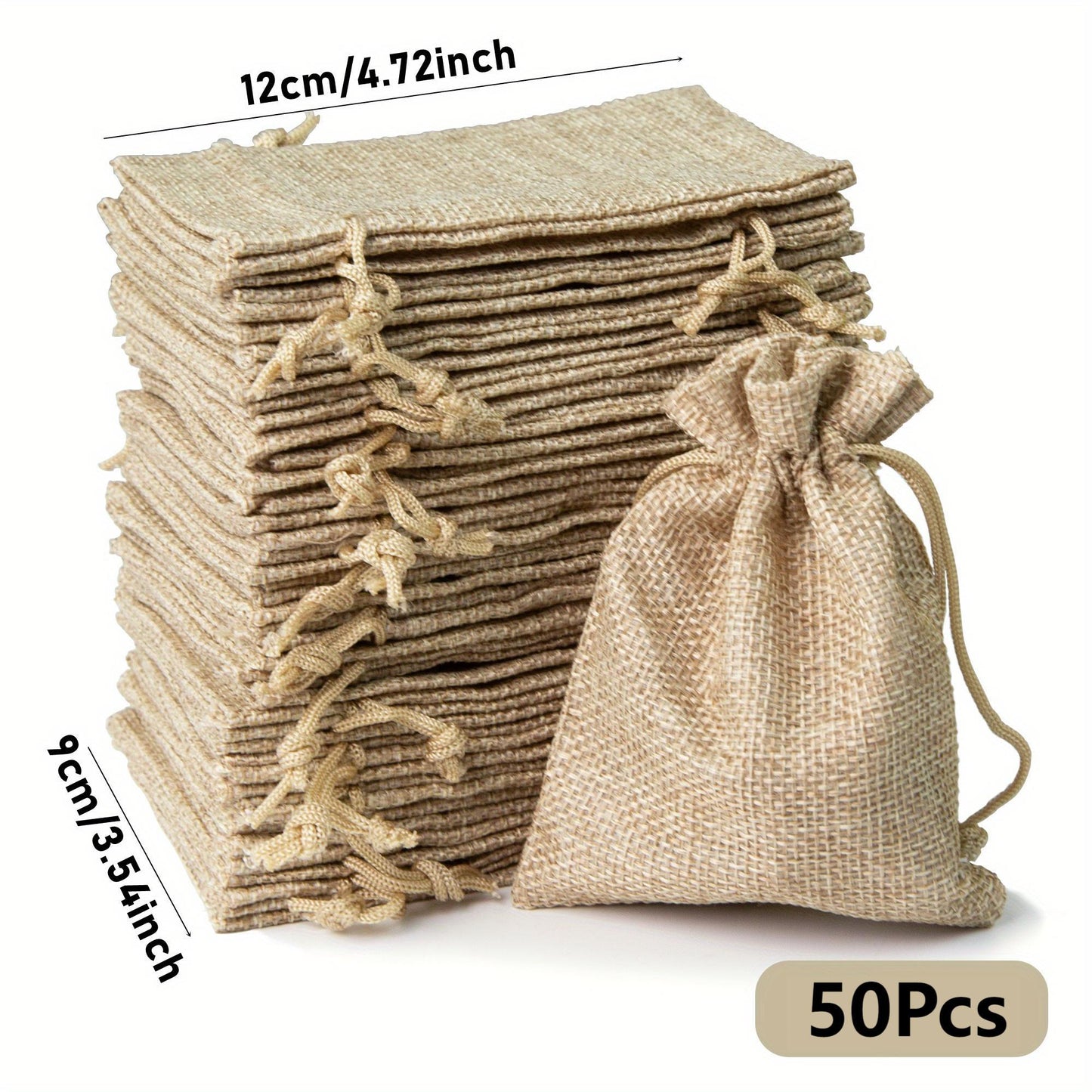 Set of Natural Jute Drawstring Bags - Multipurpose Storage Pouches for Party Favors, Wedding Gifts, Packaging - Reusable Bagschristmas