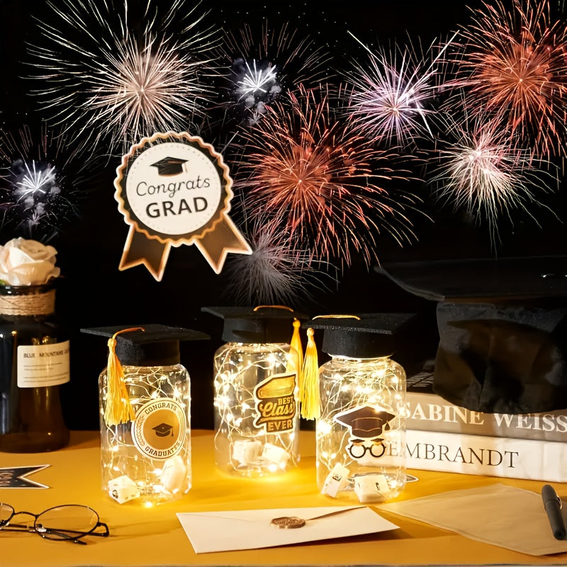 8pcs Lighted Graduation Jars, 2026 Graduation Gifts With Graduation Jars, Graduation Stickers, Graduation Party Decorations, Suitable For Graduation Gifts
