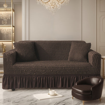 Seersucker Sofa Slipcover Set for Couch Cushion Durable Washable High Elastic Stretchable Furniture Couch Covers with Skirt for Sofa 1/2/3/4 Seater Arm Chair