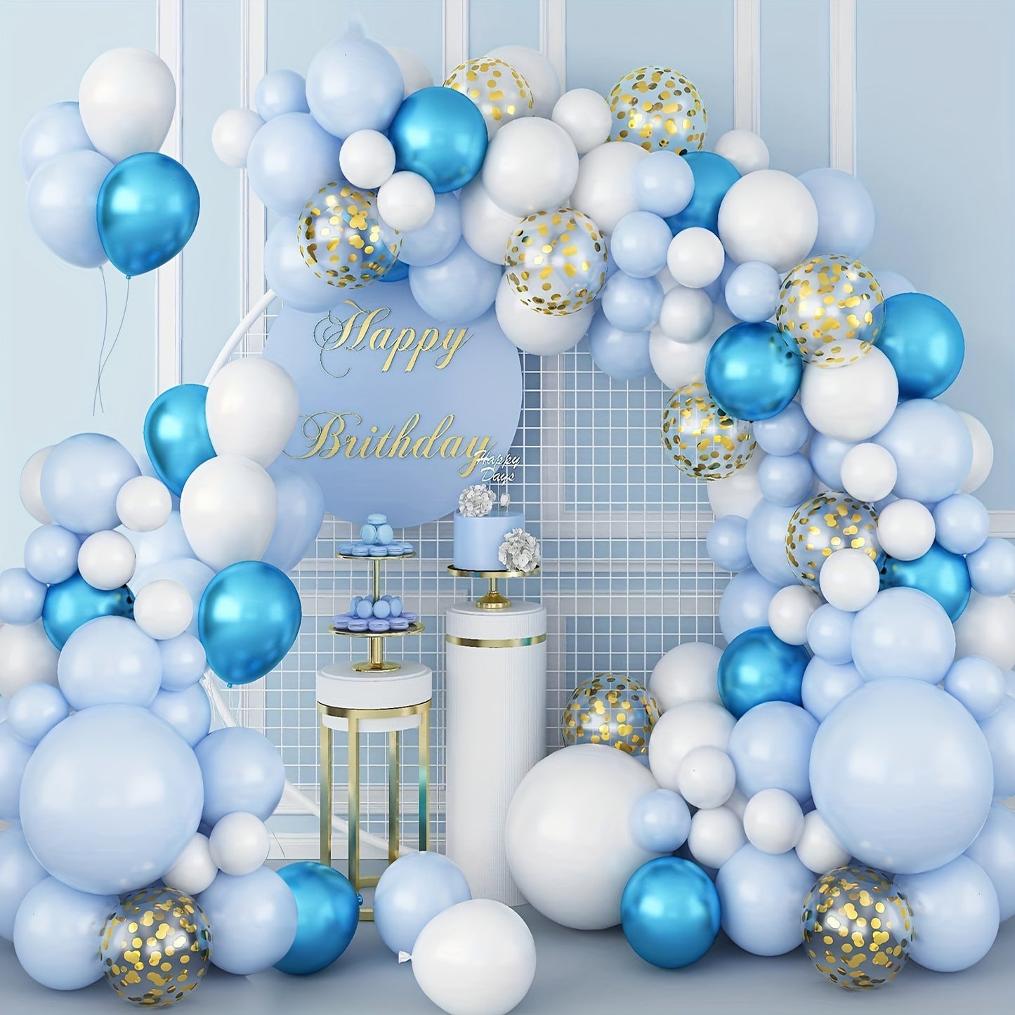 8FT And 5FT Golden Balloon Stand Kit, Free Bending Balloon Arch Column, Half Arch Balloon Stand with Base for Wedding, Birthday, Baby Shower, Graduation, And More