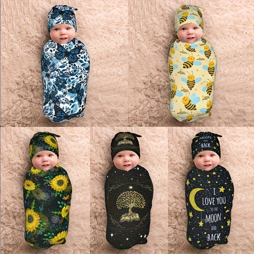 Butterfly Flower Baby Swaddle Blanket Moon Star Infants Swaddle Blankets Wrap Receiving Stretchy