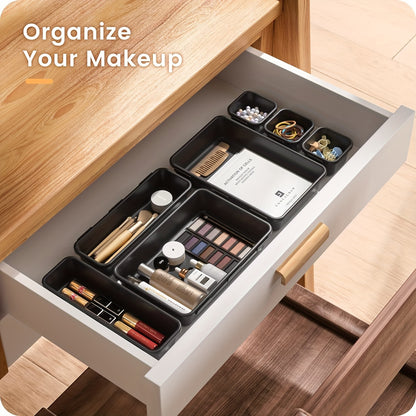 24pcs Drawer Organizer Plastic Drawer Storage Clothes Makeup Organizer Bathroom Drawer Organizer Desk Drawer Organizer, Desk & Drawer Organizer for Home Storage