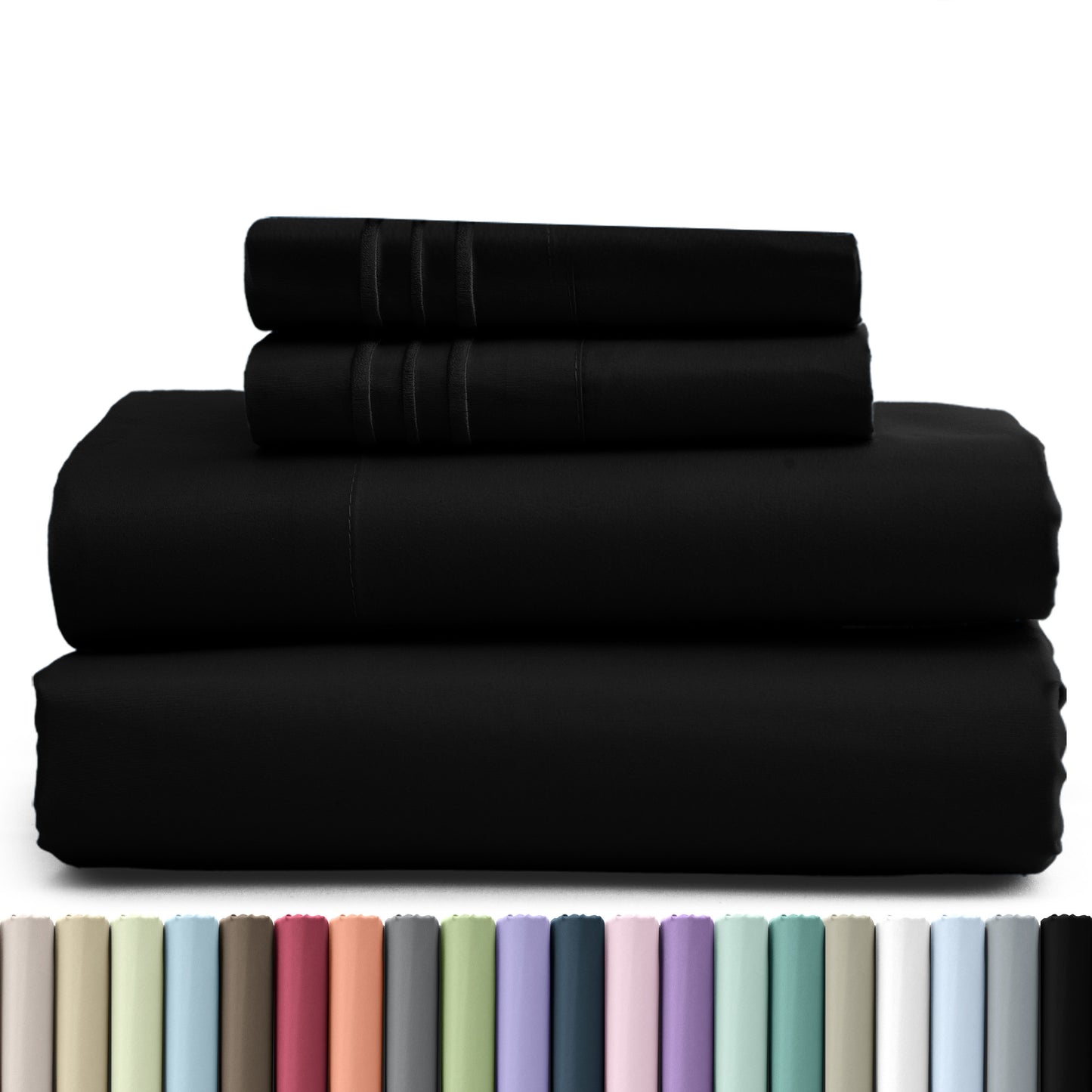 Hannah Bedding 4 Pieces Solid Colors Bed Sheets - 1800 Series Brushed Sheet Set With Pillowcases, Deep Pocket Bedding Set For Ultimate Comfort - Lightweight And Breathable Cooling Sheet Set - 16 Inches Deep Pocket