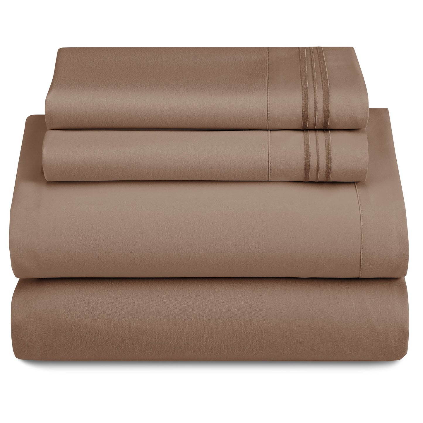 Lux Decor 4 Pieces Solid Bedsheets - 1800 Series Stylish Comfy Bedding Sheet Set - Hotel Luxury Skin Friendly Cooling Sheets & Embroidered Pillowcases Without Filler - Classic Collection With 16 Inches Deep Pocket Room decor - Shrinkage & Fade Resistant