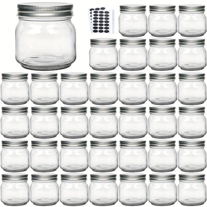 9/18/27/36-Pcs, 8oz Glass Jars with Lids, Regular Mouth Mason Jars for Storage, Spice Canning Jar for Caviar, Herb, Jelly, Jams, Honey, Dishwasher Safe