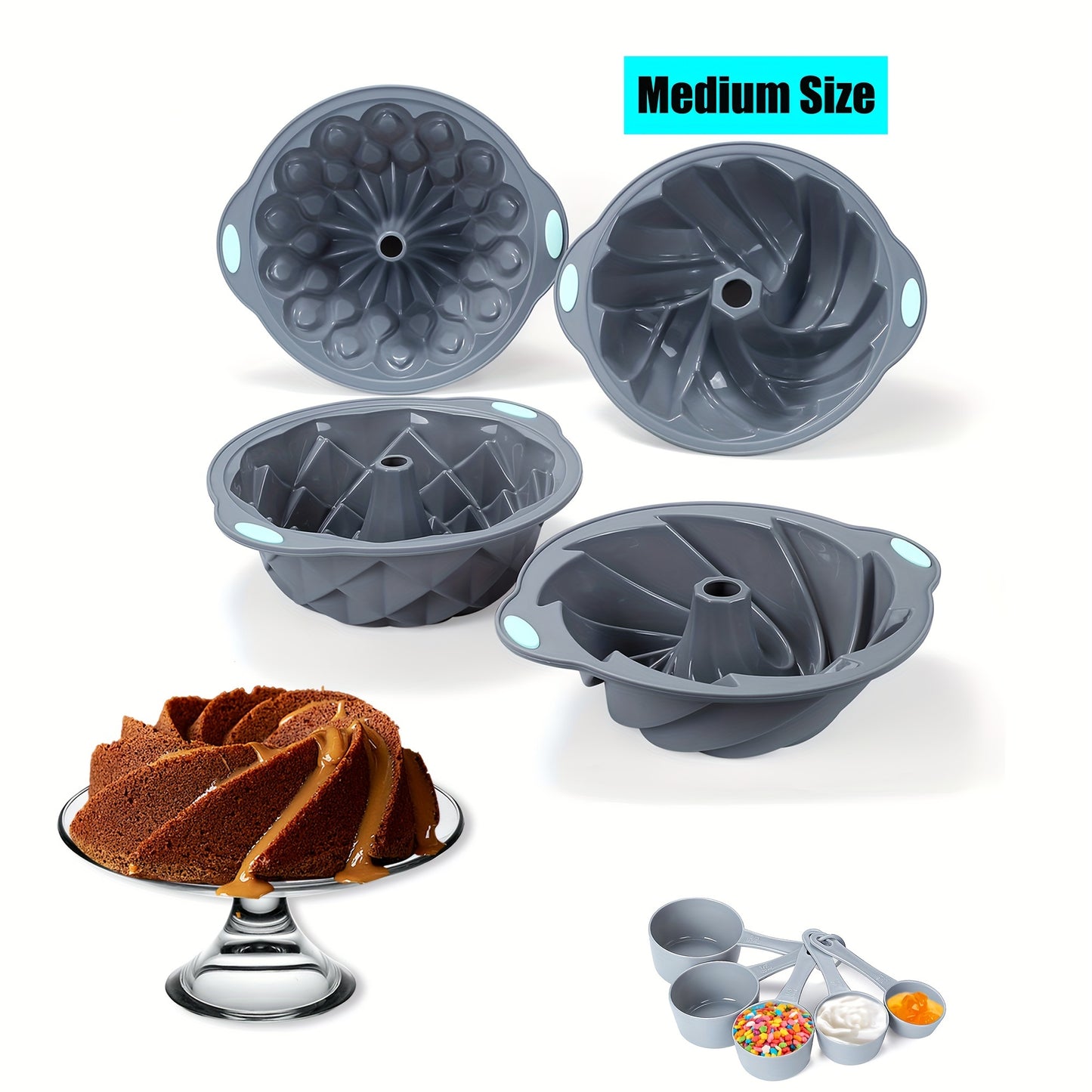 9 Pack Premium Silicone Cake Pans - Non-Stick, Fluted, And Versatile Molds For Baking Cakes, Brownies, Flan, Meatloaf, And More - Crown, Nest, Spiral, And Braided Shapes For Easy Release And Perfect Results