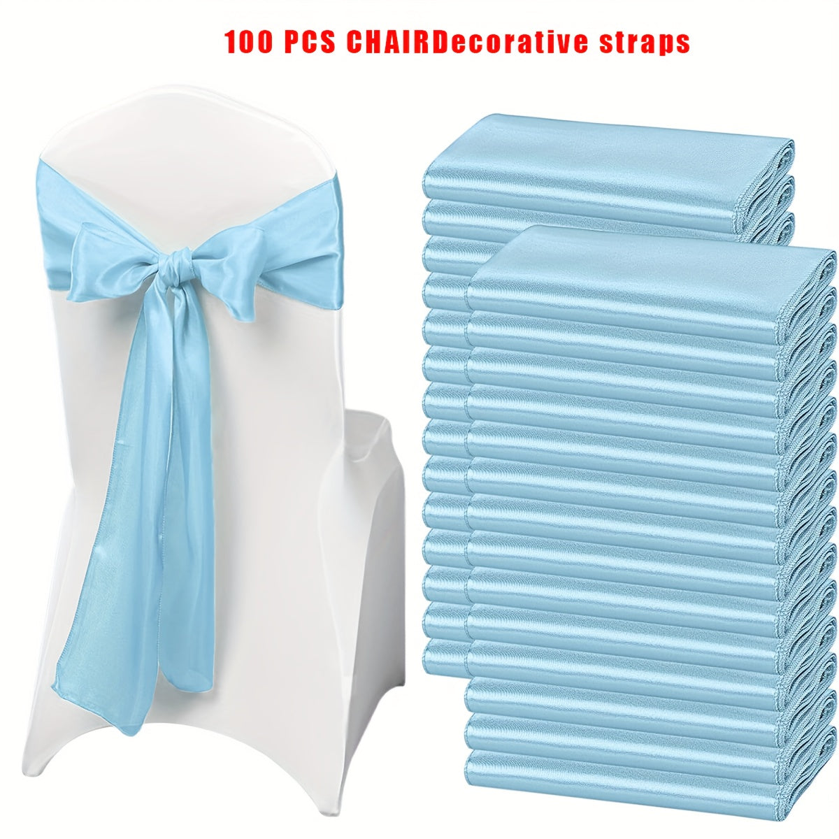 100pcs Satin Chair Sashes Bows for Wedding Banquet Party Event Decoration – 13 Colors, 18×275cm