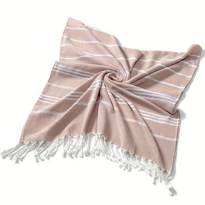 Turkish Striped Beach Towel Oversized 90x180cm 35.5x71in - Quick Dry Lightweight Sand Resistant Shrink Resistant | 10 Colors Blue Grey Orange Red Rose Brown Black Green Royal Blue Cyan | Pool Travel Gym
