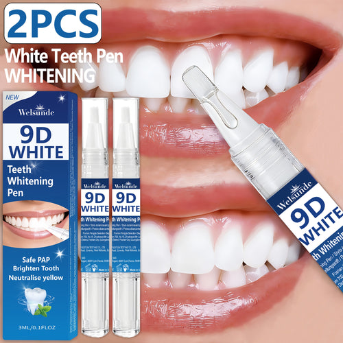 2pcs 9D Beautiful Teeth Whites Pen, Offers Powerful Cleaning, Neutralise Yellow, Bright Teeth, Cares for Gums, No Rinsing, for Home & Travel Easy Application, Confidence to Show White Teeth, Not Afraid of , Essential Oral Care for Everyone