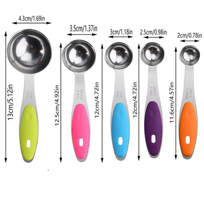 Measuring Cups and Spoons Set, Set of 13 Stainless Steel Measuring Cups and Spoons, with Silicone Handles, Stackable, Easy to Store for Kitchen, Cooking, Baking (Colorful)