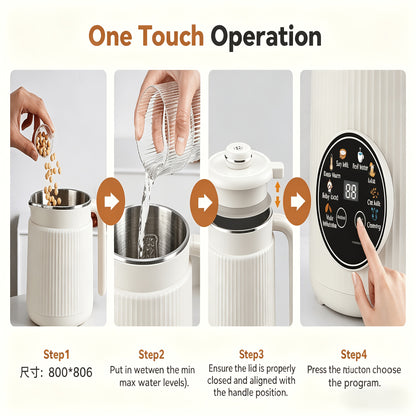8in 1 Nut Milk Maker, 8 Blade 35oz Homemade Almond, Oat, Coconut, Soy, Plant Based Milks And Non Dairy Beverages, Soy Milk Maker Machine with Delay Start/Keep Warm/Self-Cleaning/Boil Water/blender/soy Milk Maker/