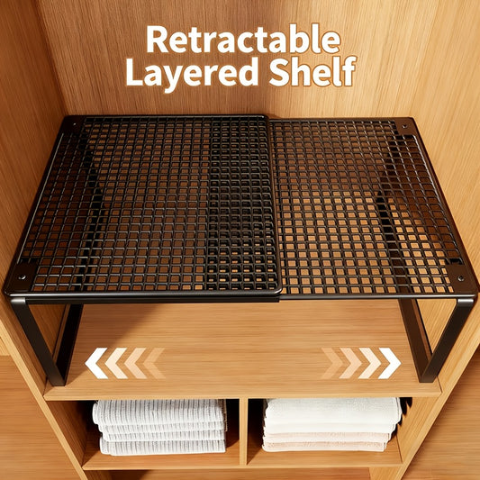 Metal Storage Rack Adjustable Expandable Shelving Unit for Kitchen Bedroom Wardrobe Closet Organization Heavy Duty Stackable Metal Shelf