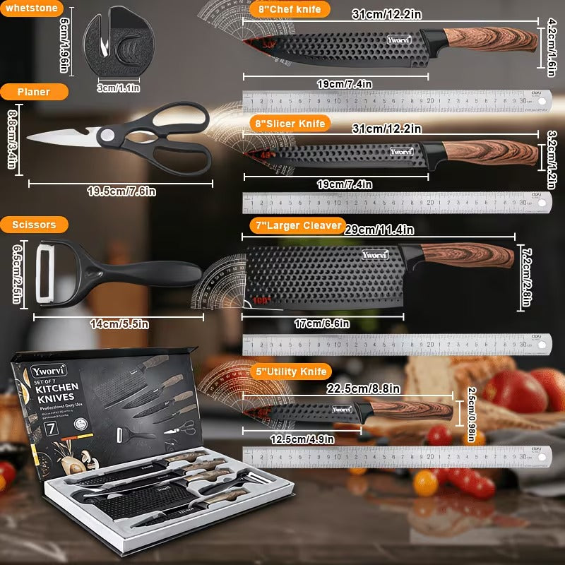 3/7-piece Kitchen Knife Including A Sharpener, Heavy-duty Poultry Shears, Stainless Steel, Lightweight Design, Dishwasher Safe, Non-slip Handle, Professional Kitchen Utensils, Essential for Cooking, Ergonomic Handle Desi