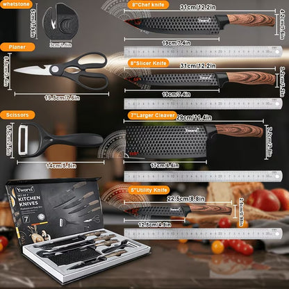 3/7-piece Kitchen Knife Including A Sharpener, Heavy-duty Poultry Shears, Stainless Steel, Lightweight Design, Dishwasher Safe, Non-slip Handle, Professional Kitchen Utensils, Essential for Cooking, Ergonomic Handle Desi