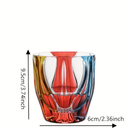 Hand-Painted Crystal Wine Glass 150ml – Czech Crystal Three-Color Luxury Short Cup for Red Wine & Whiskey – Artistic Decorative Glassware – Stylish Home Bar & Entertaining Gift