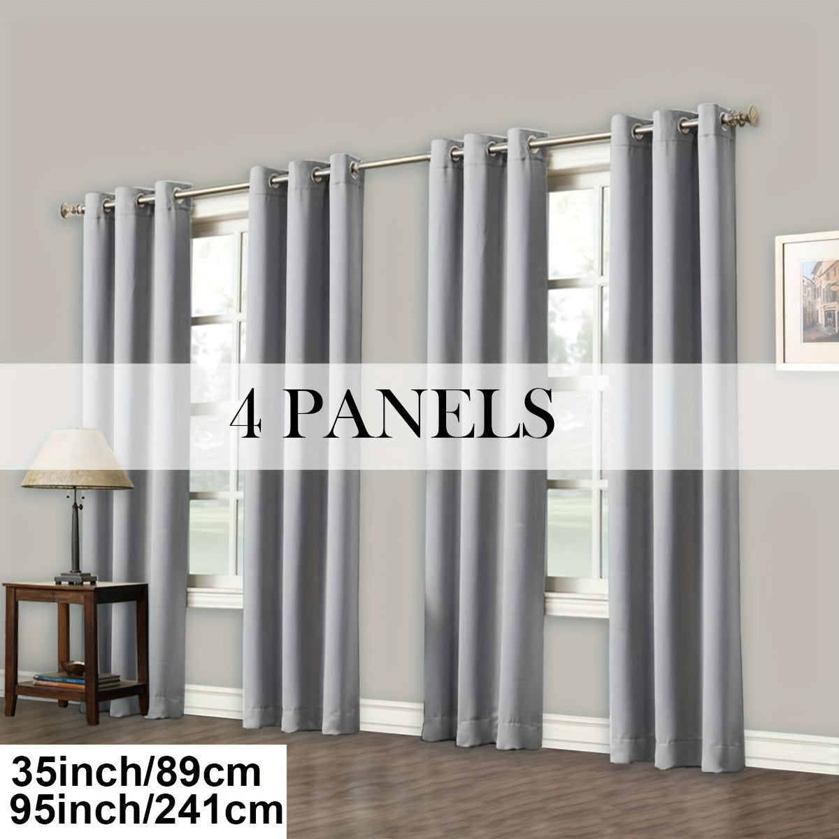 4 Panels Blackout Curtains Grommet Room Darkening Sun Blocked Curtains for Living Room, Bedroom, Set of 4 Panels