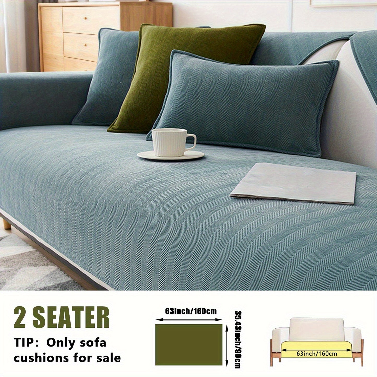 1pc of Pet-Friendly Chenille Ribbed Sofa Cover That Is Non-Slip And Machine Washable, Made from Soft Stretch Fabric Suitable for 2, 3, Or 4-Seater And Sectional Sofas. It Enhances Contemporary Home Decor in Living Rooms, Bedrooms, And Offices
