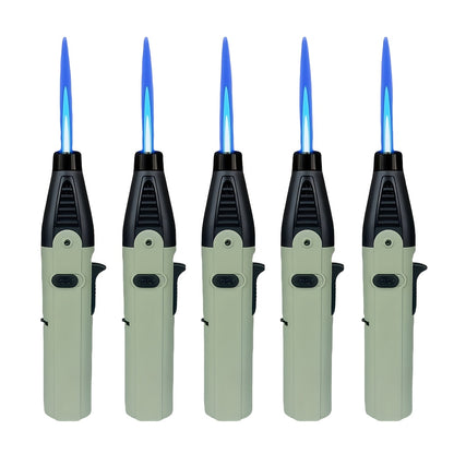 Windproof Torch Lighter 5 Pack Outdoor Butane Gas Lighter Set 1300 1800 Degree Blue Flame Safety Lock Gift Box Camping BBQ Candle Fireplace Butane Not Included