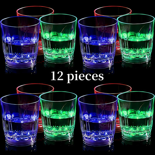 LED Light-Up Party Wine Glasses Set – 12 or 15pcs Glowing Plastic Cups with Colorful LED Lights for Birthday, Bar, Wedding, Holiday & Sports Events