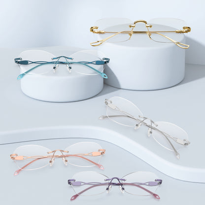 3Pack Rimless Reading Glasses for Women Blue Light Blocking Lightweight Metal Classic Computer Readers Anti Eyestrain