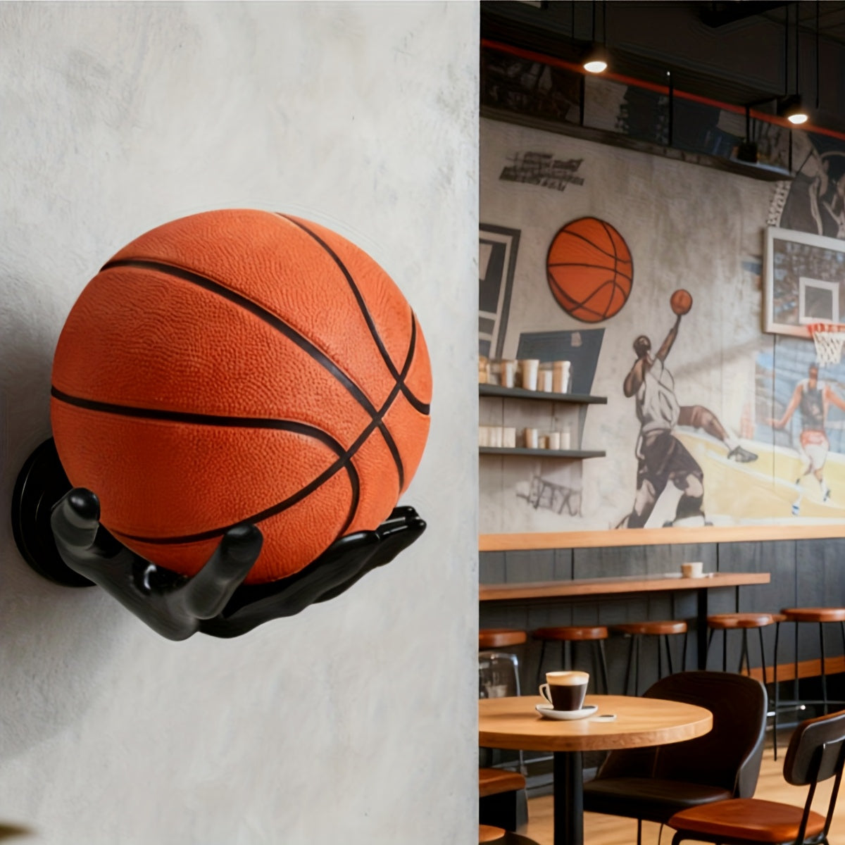 Wall Mounted Hand Shape Sports Memorabilia Display Shelf - Decorative Storage Organizer For Basketball, Football, Volleyball, Rugby Ball Collection