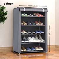 Gray 6-tier shoe rack