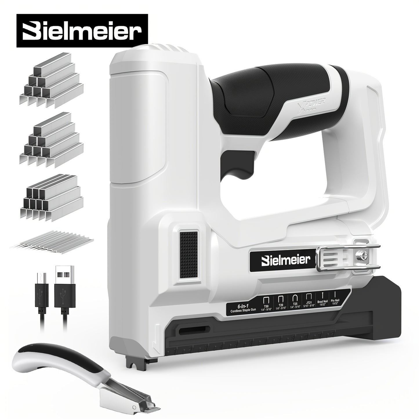 Bielmeier 20V/4V Cordless 2-in-1 Stapler/Brad Nailer, Brad Nailer Without Compressor And Cord, Lightweight Design, with Battery&Charger, 1600pcs Nails And Staples, for Carpentry And Home Improvement & Perfect Gifts
