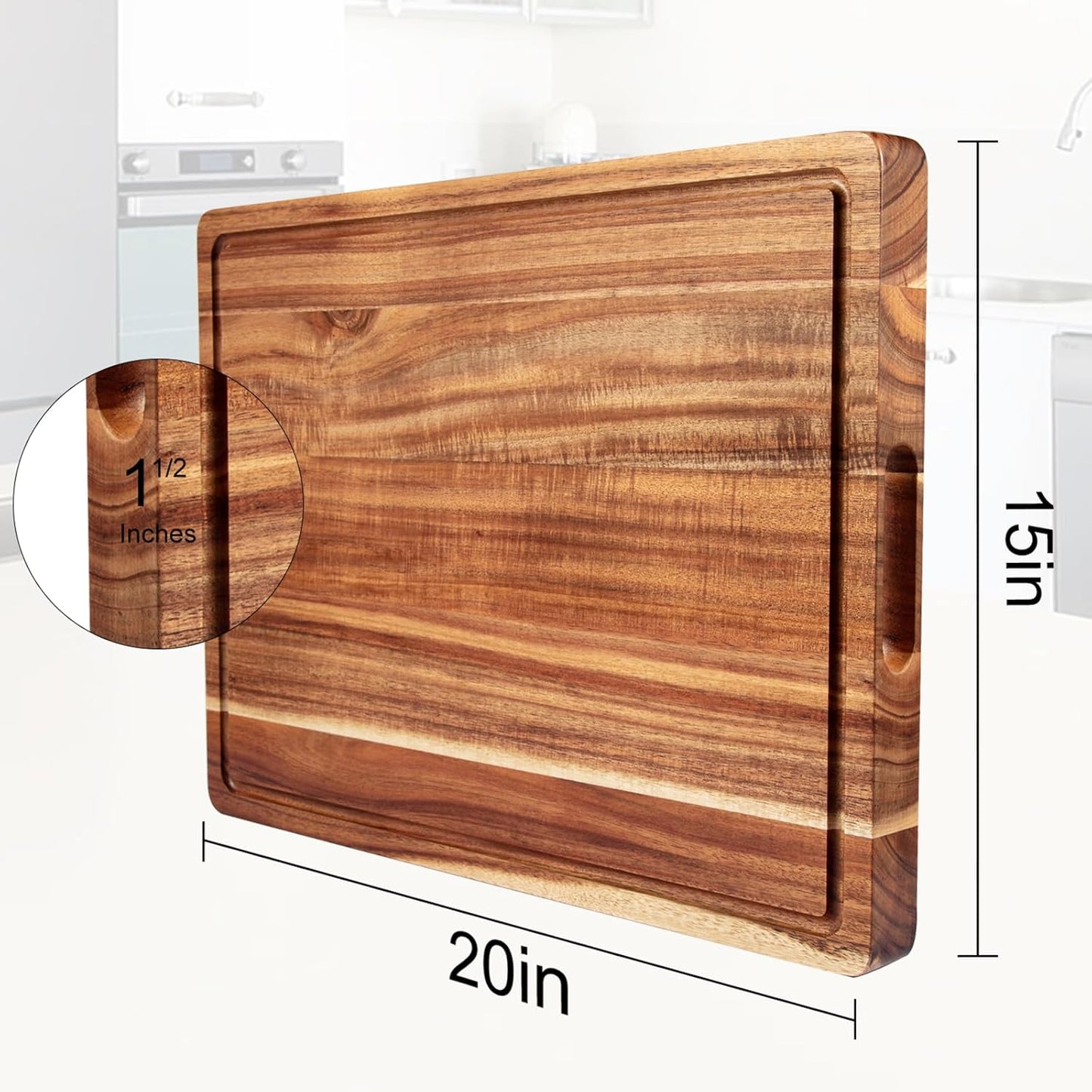 King Size 30/24/20 Inch Wooden/bamboo Cutting Board with Juice Trough, Thick Akashi Butcher Board, Kitchen Akashi Cutting Board, Large Restaurant Cheese Board, Food Preparation and Dining Board, Dietary Vegetable and Cheese Cutting Board