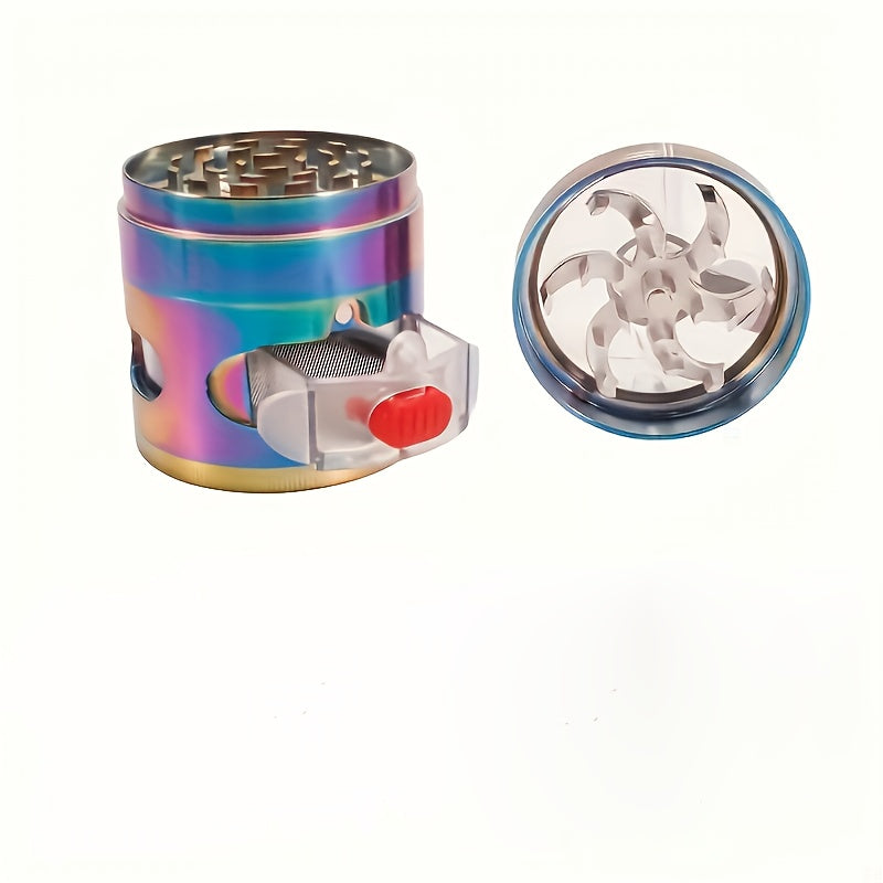 Spice Grinder 4-Layer Hand Crank Metal Herb Grinder – Colorful Rainbow Multifunctional Spice Crusher for Kitchen, Manual Spice Mill, Kitchen Gadget Gift