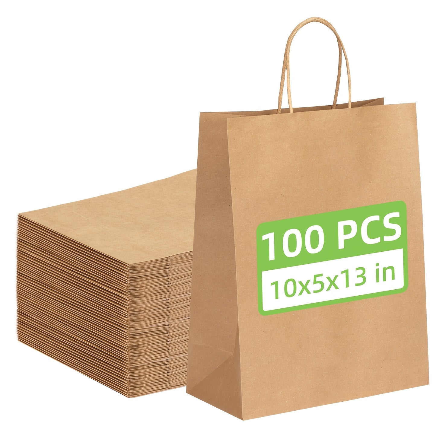 Gift for Her/Him TOMNK 100pcs Paper Gift Bags, 112G Weight Party Handheld Gift Pack, 10X5X13 Inches Brown Kraft Paper Bags with Handles, for Shopping, Daily Use, Birthday Party And Wedding Souvenir Gifts