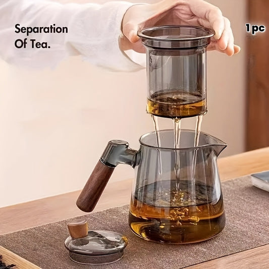 1pc/ 650m Glass Coffee Pot, Glass Teapot, with Handle, with Filter, Separates Tea And Water, Can Boil Water, Brew Coffee, Smoke Gray Transparent Color., Teapot Cup, Coffee Pot Mug, Teapot For Stovetop, Teapot For One Cup, Coffeetea Pot, Coffee Pot Cups, C