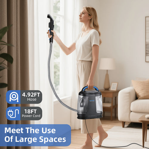 [Portable Spot Cleaner] 450W Powerful Portable Carpet (Includes 1 Bottle Of Cleaning Solution) Upholstery Spot Cleaner Machine With 12.5Kpa Power Suction With Tools For Pets, Area Rugs And Couches