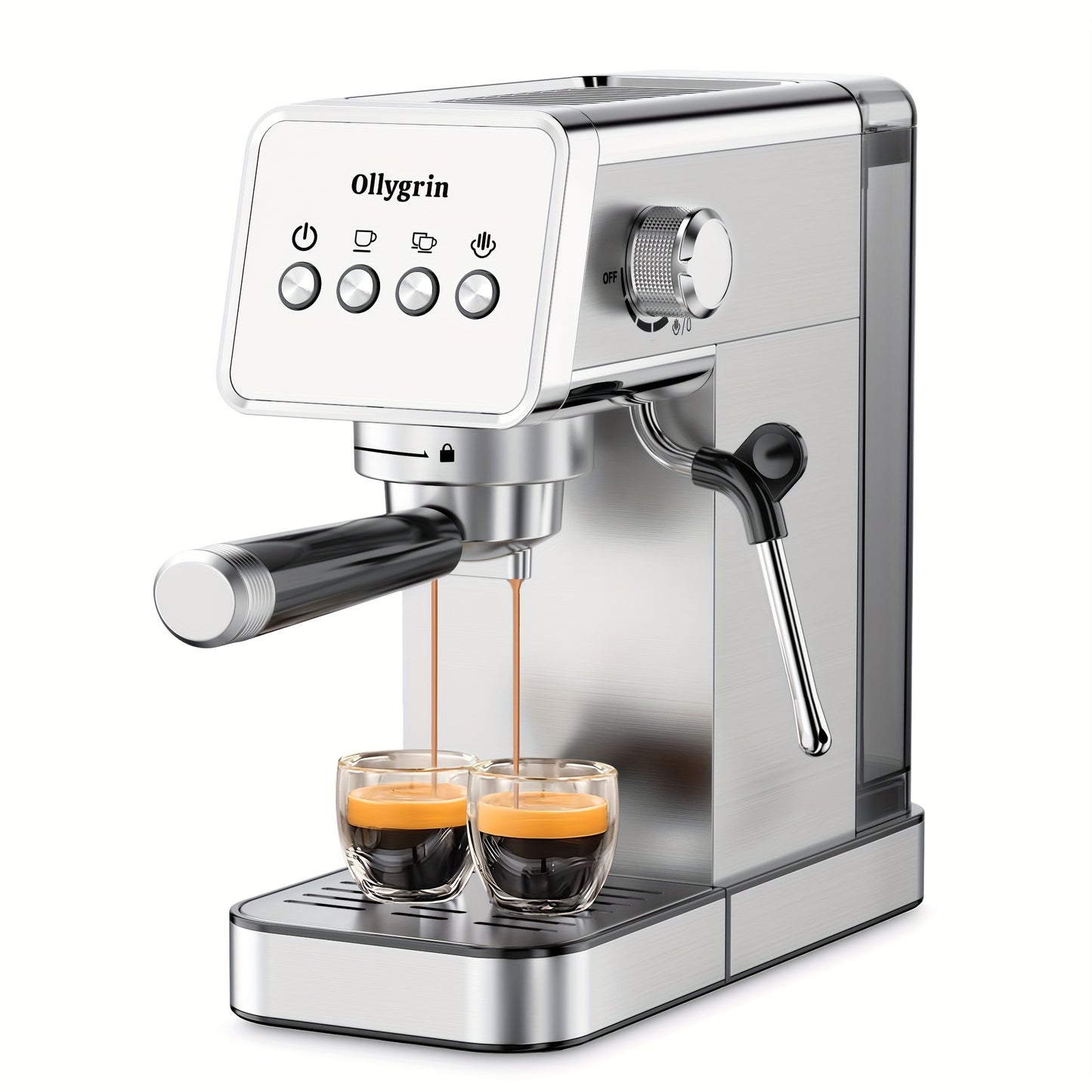 Espresso Machine 20 Bar, Compact Espresso Maker with Steam Milk Frother, Stainless Steel Coffee Machine with 40oz Removable Water Tank for Cappuccino, Latte, Silvery for Home And Office Use