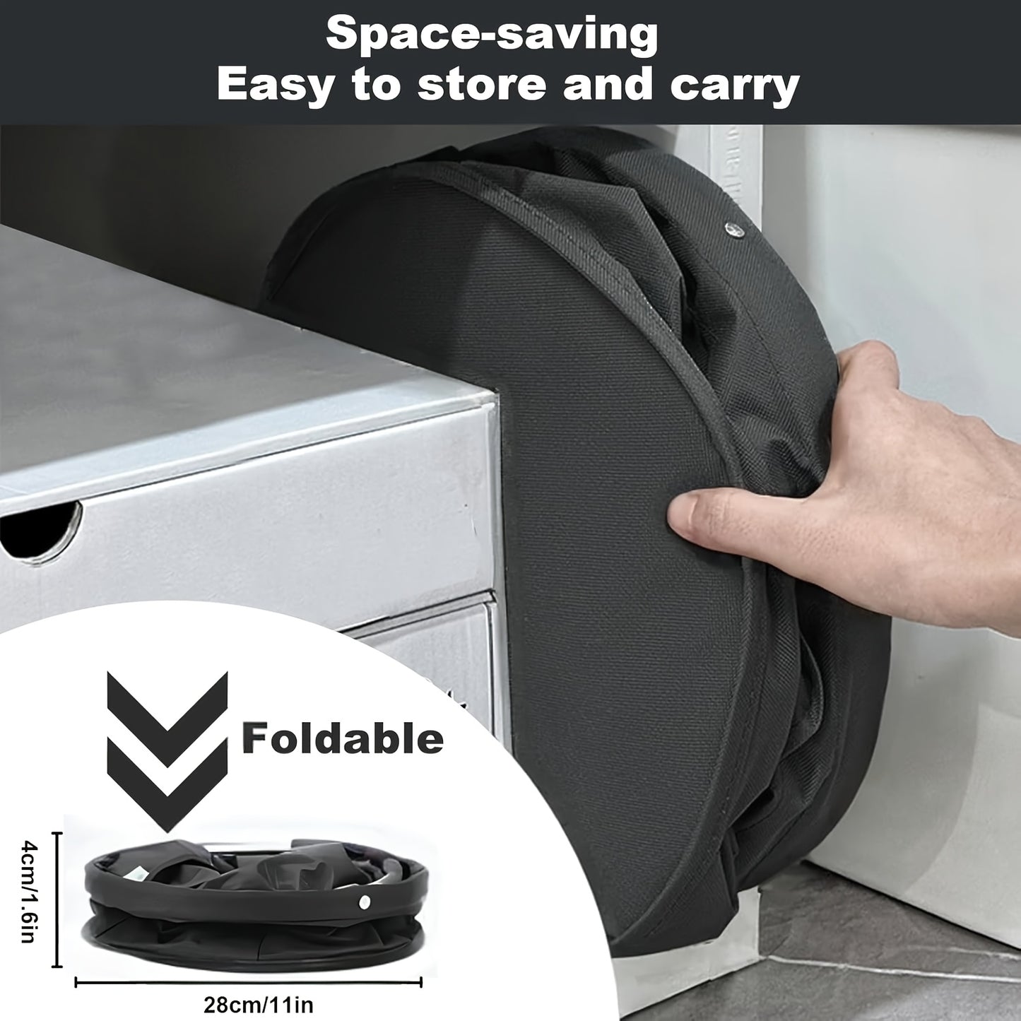 Foldable 4.49gal Cleaning Caddy Organizer with Handle - Portable Storage Basket for Cleaning Supplies, Toiletries & Garden Tools | Multi-Purpose Collapsible Bucket Bag for Home, Travel & Outdoor Use (Black), Shelf Baskets
