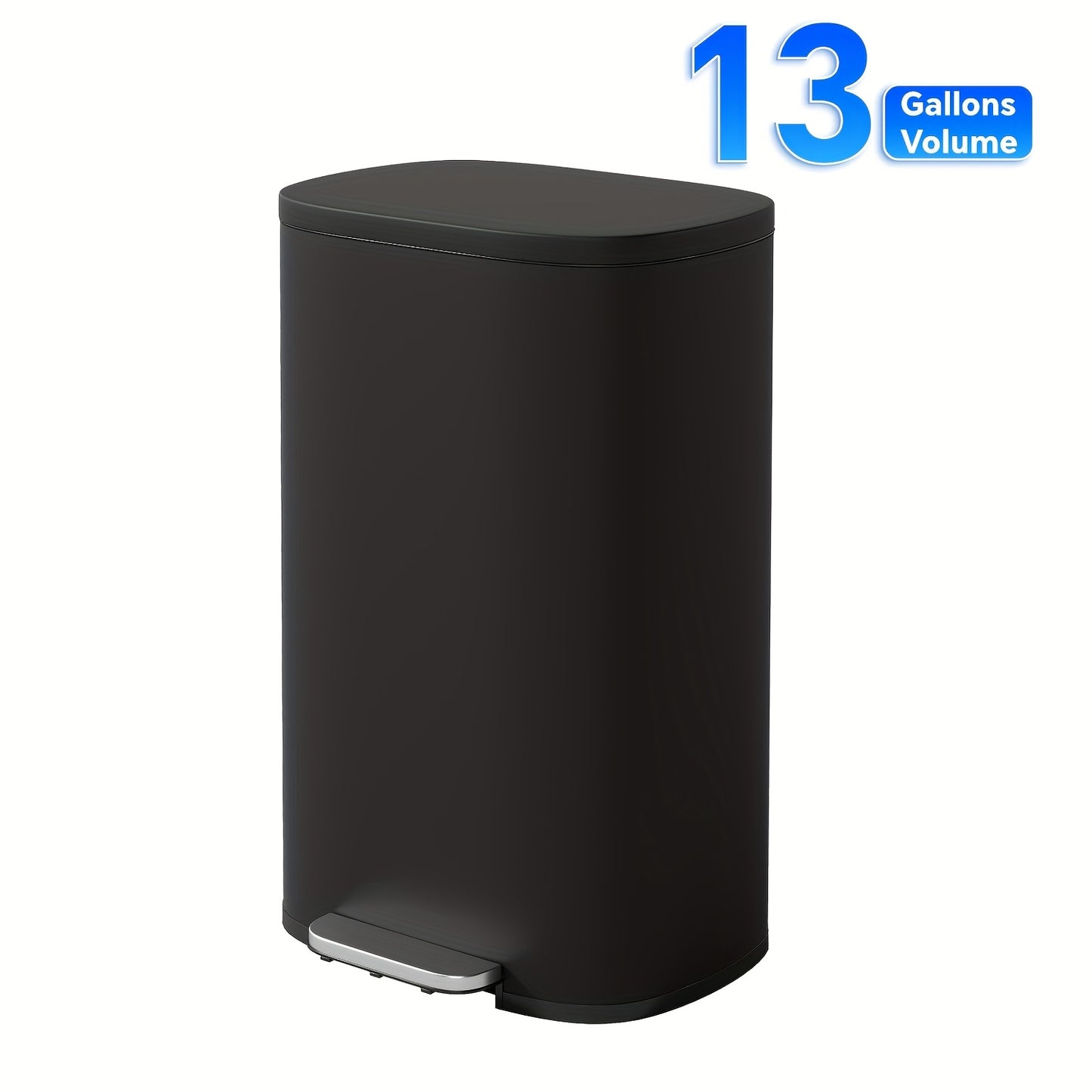 13 Gallon Trash Can, 5L/30/50 Liter Kitchen Garbage Can Fingerprint Proof Stainless Steel with Removable Inner Bucket And Hinged Lids, Pedal Rubbish Bin for Kitchen Home Office