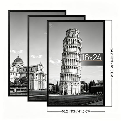 16x24 Picture Frame Set of 3, Poster Frames 16 x 24 Inch with Scratch-Proof Cover, Slide-In Assembly, Horizontal & Vertical Wall Mount Display - Black, Gold, Natural