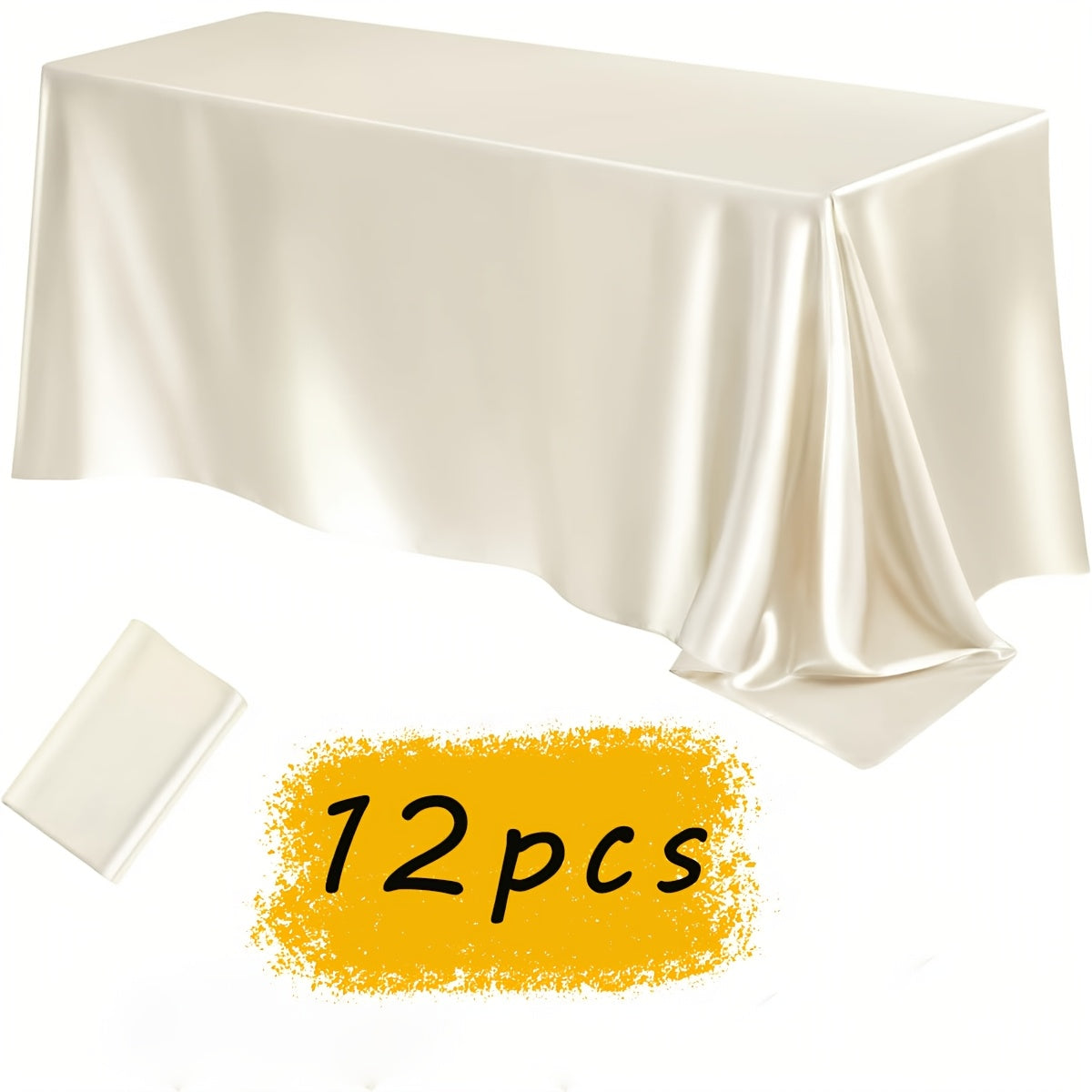 12pcs Satin Tablecloth, 57" X102" Silky Satin Tablecloth, Rectangular Bright Color Tablecloth, Smooth Fabric Tablecloth Covering, Suitable for Wedding Banquet, Birthday, Outdoor Party, Wedding Outdoor Event, Banquet Helloween Christmas